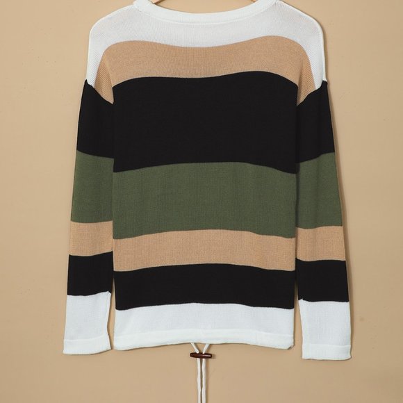 Green Colorblock Knit Sweater - Picture 7 of 10